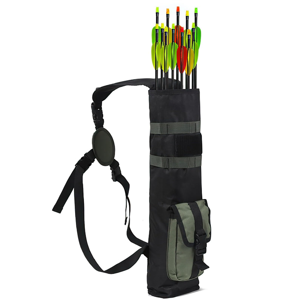Calolin Archery Back Arrow Quiver, 19.7 in Lightweight Arrow Holder with Adjustable Shoulder Strap, Quick Release Buckle for Outdoor Hunting