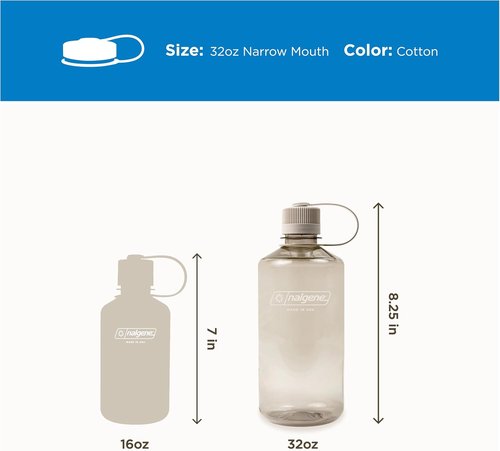 Nalgene 32 oz Narrow Mouth Water Bottle - BPA-Free, Durable & Leak-Proof Design for Gym, Office & Travel