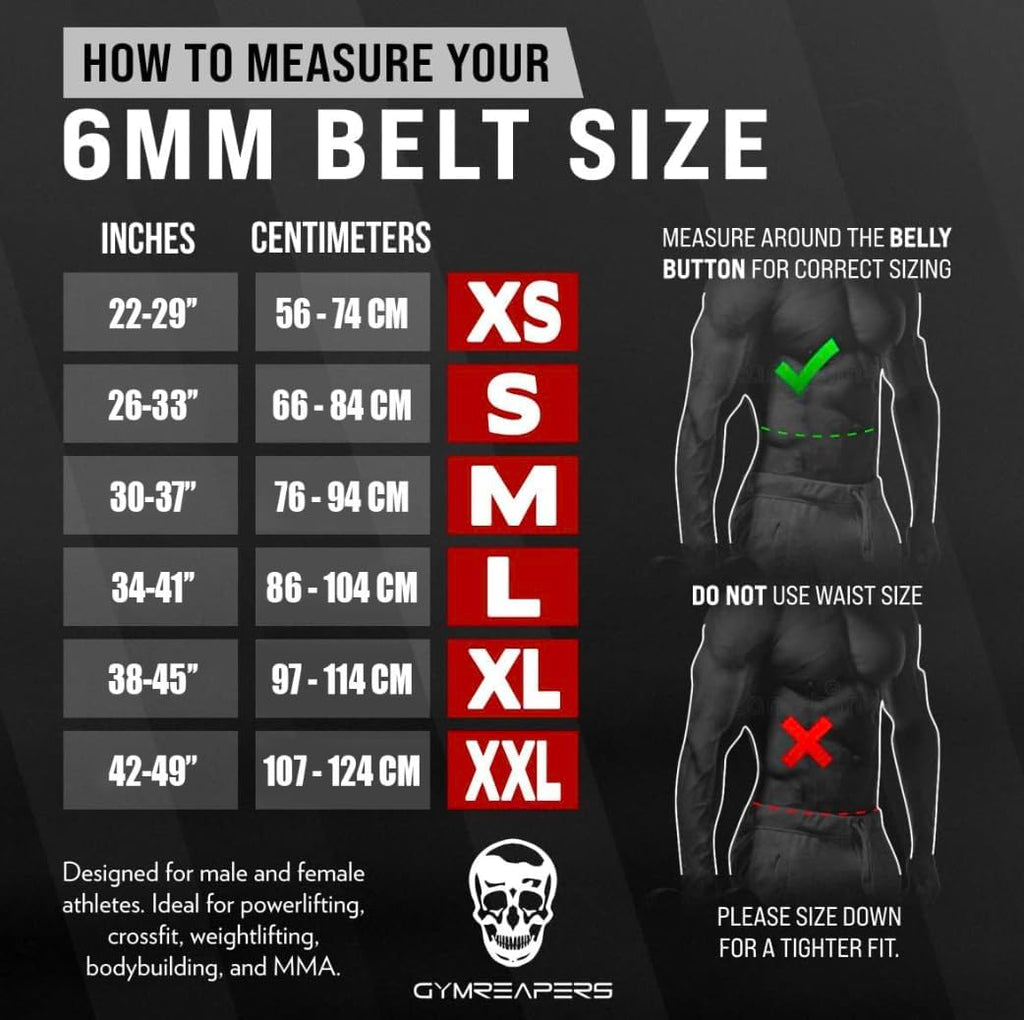 Gymreapers Weightlifting Belt 6MM Genuine Leather - Double Prong Power Belt Heavy Duty 4-Inch Wide - Strong, Stabilizing Back Support for Deadlifts, Squats Powerlifting (Black, Medium)