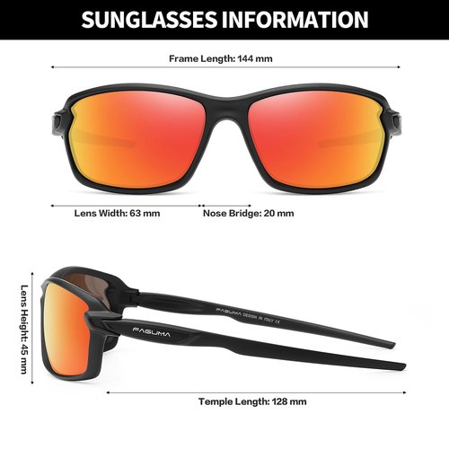 FAGUMA Ultralight Polarized Sports Sunglasses For Men Cycling Driving Fishing Running UV400 Protection
