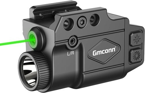 Gmconn Tactical Flashlight - 800 Lumen with Green Laser Sight & Rechargeable Strobe Function