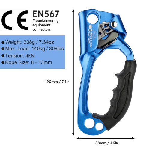 Paliston Climbing Hand Ascender Rock Climbing Arborist (Right&Left) Style 2 8~13 mm Rope