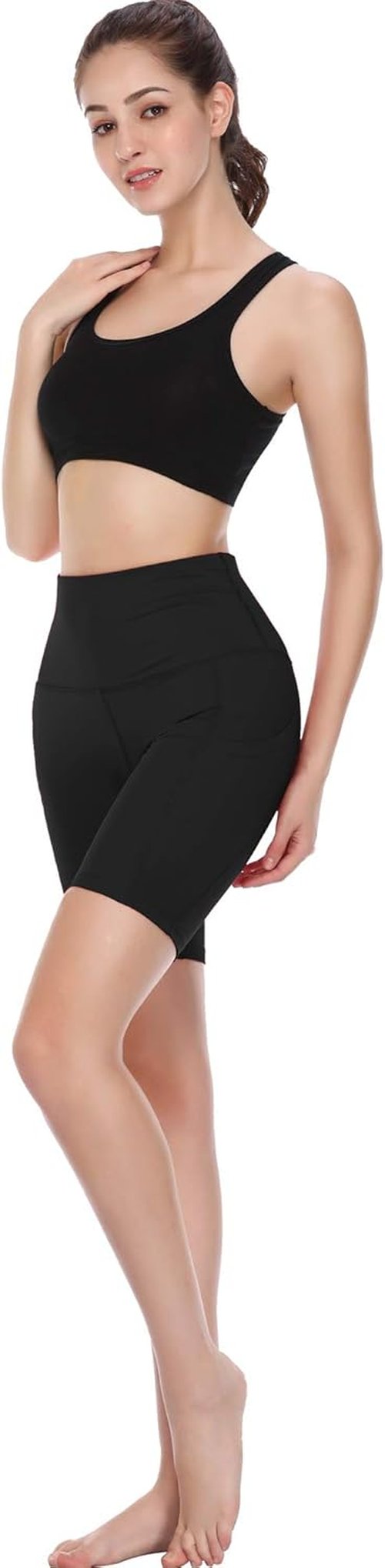 CADMUS Women's High Waist Yoga Shorts - Spandex Comfort with Two Side Pockets | Perfect for Biking & Running
