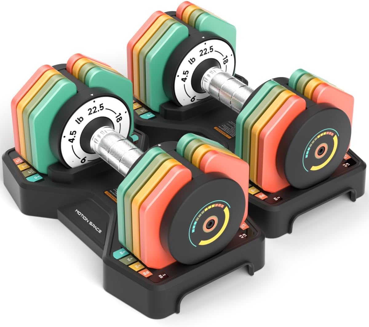 Skiennix Adjustable Dumbbells - 22.5LB Pair with Fast Adjustment & Non-Slip Metal Handle | Compact for Home Workouts