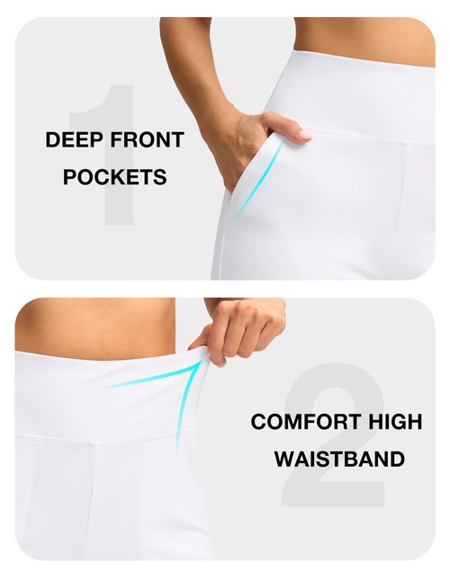 G Gradual Women's 10" Bermuda Shorts Knee Length with Pockets High Waisted Athletic Long Shorts for Casual Walking Running Yoga (White, M)