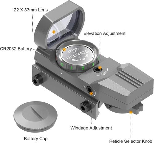 Feyachi Reflex Sight - Adjustable Reticle with Red & Green Options | Versatile 4 Styles