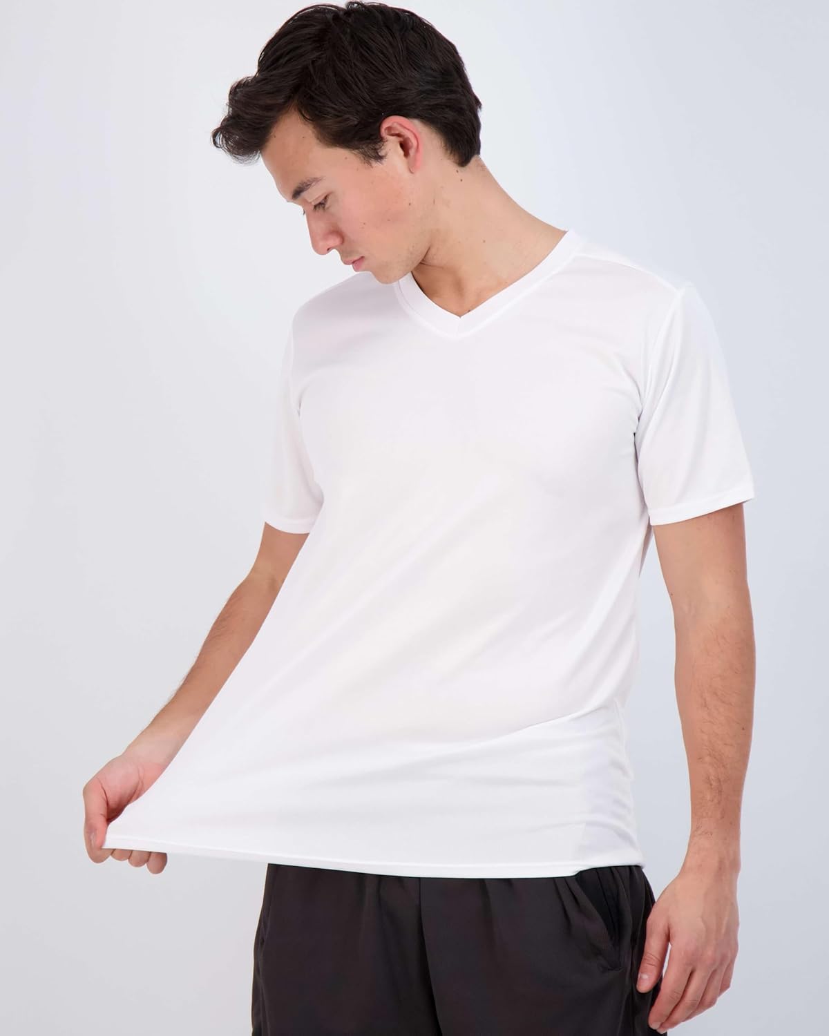 Real Essentials Men's Mesh V-Neck T-Shirt - 5 Pack Athletic Dry Fit Workout Shirts (Big & Tall Available)