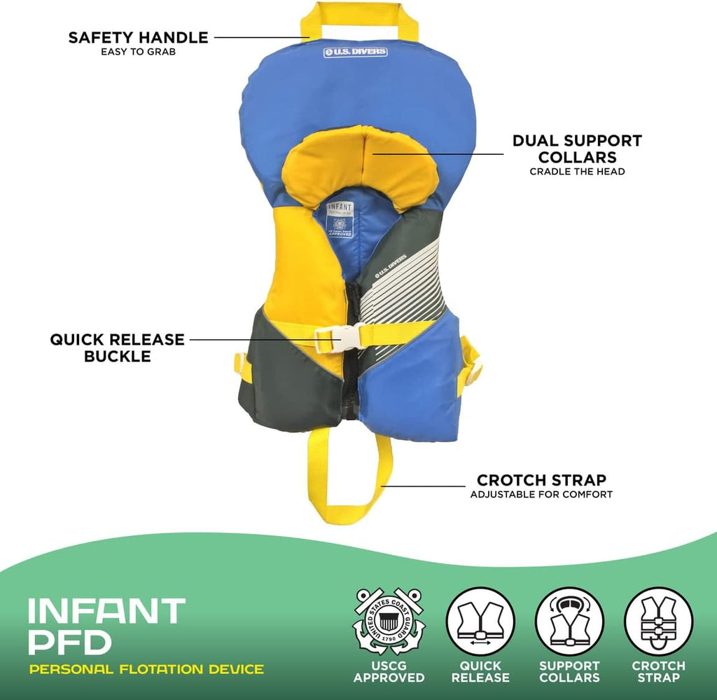 Stohlquist Infant Life Jacket - US Coast Guard Approved Type II Vest for Babies (20-30 lbs) | Support Collar & Grab Handle