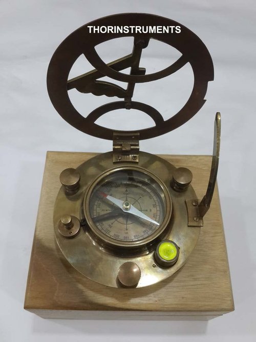 THOR INSTRUMENTS Antique Brass 4" Sundial Compass, Sundial Clock in Wood Box Gift Sun Clock Ship Replica Watch