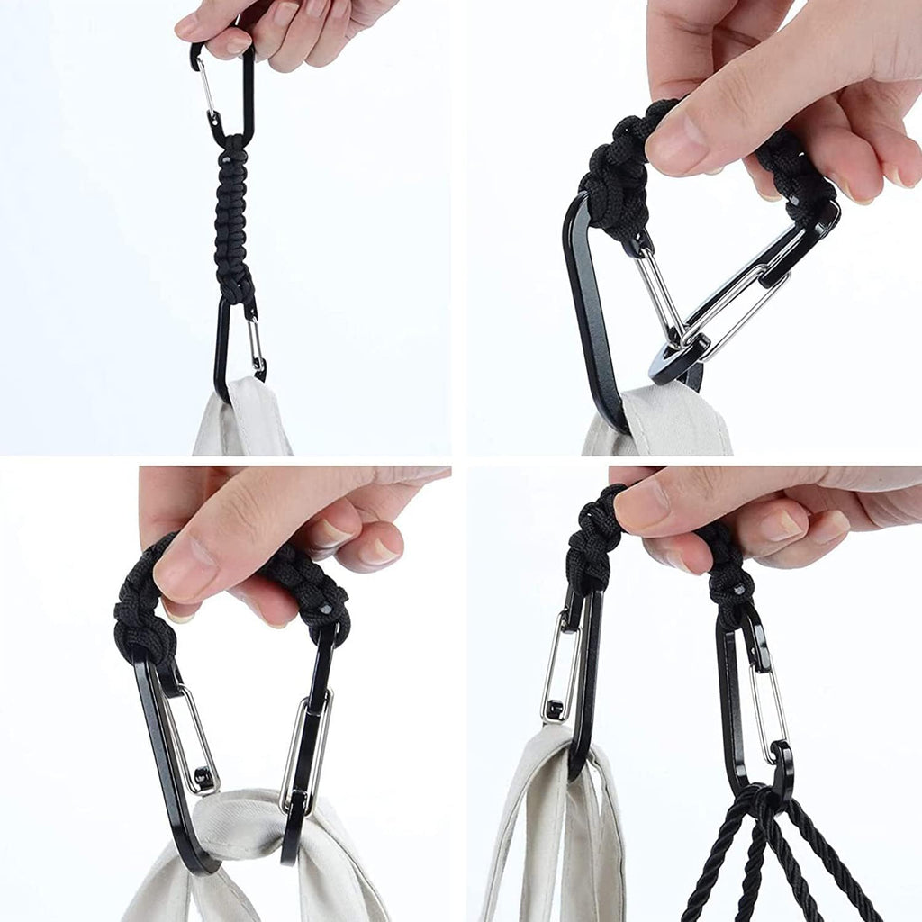 Skiennix Paracord Keychain Carabiner - Double Hooks for Camping, Hiking, and Stroller Use | Durable Clip for Water Bottles and Tools