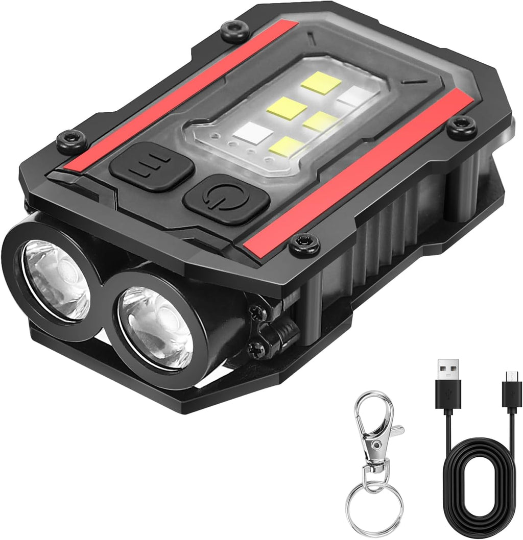 SUNPRO Mini Keychain Flashlight - 8 Modes Pocket Light | Type-C Rechargeable, Compact Design for Hiking & Emergencies - Black