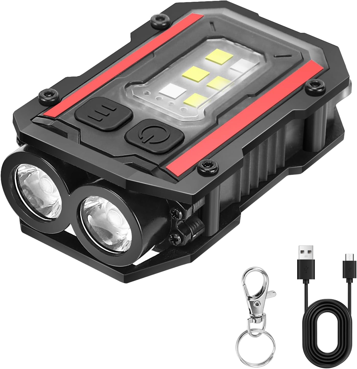 SUNPRO Mini Keychain Flashlight - 8 Modes Pocket Light | Type-C Rechargeable, Compact Design for Hiking & Emergencies - Black