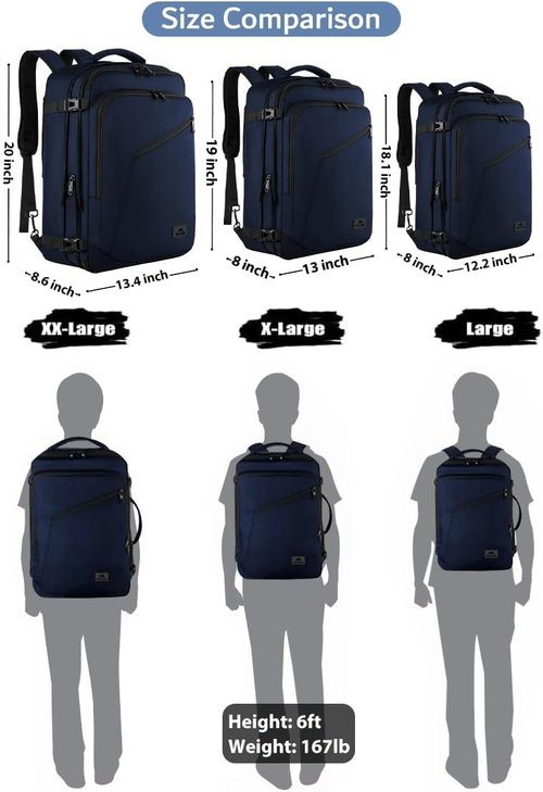 MATEIN Travel Backpack - 27L Water Resistant Carry-On | Convertible Daypack for Hiking - Blue