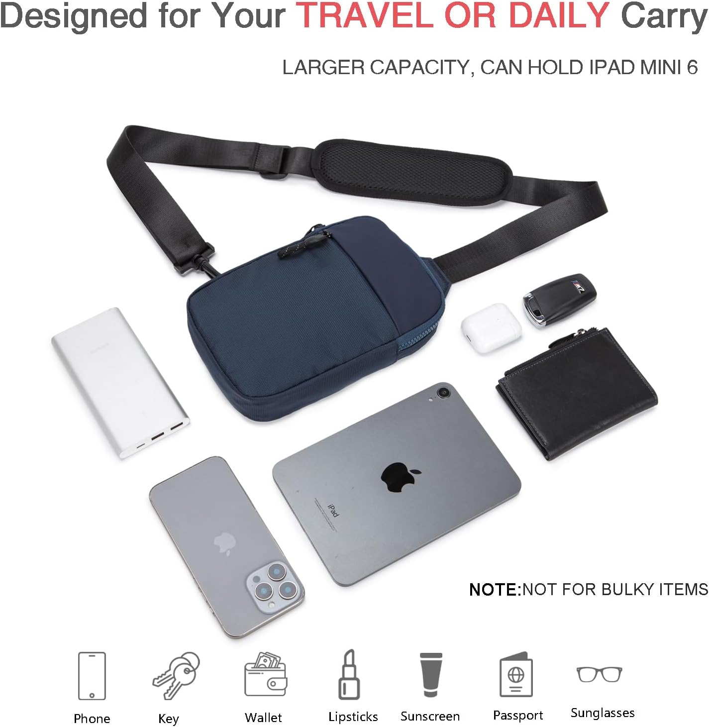 Skiennix Mini Sling Bag - RFID Blocking Crossbody Backpack for Travel & Workouts | Unisex Design