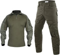 HARGLESMAN Men's Tactical Military Combat Uniform - Long Sleeve Shirt & Pants with Knee Pads