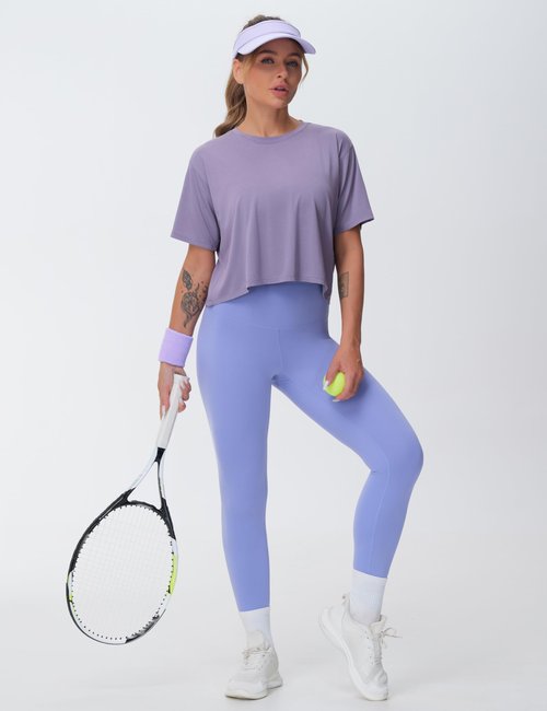 THE GYM PEOPLE Women's High Waist Yoga Leggings Ultra Stretchy Soft Breathable Tummy Control Running Workout Pants Lavender Purple