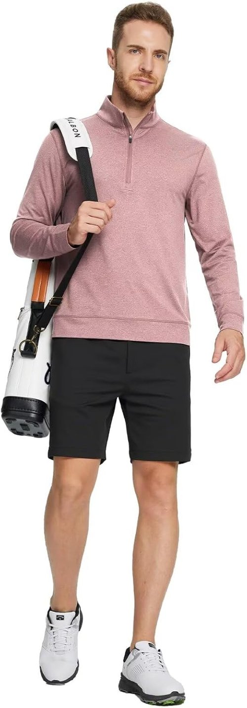 M MAELREG Quarter Zip Pullover - Men's Moisture-Wicking Performance Golf Sweatshirt | Heather Midlayer
