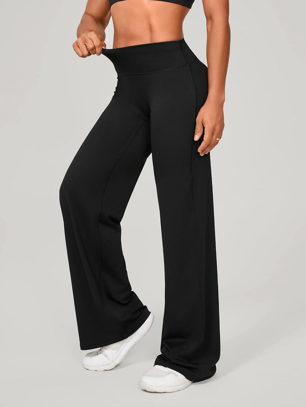 ABOCIW Women's High Waist Straight Leg Leggings - No Front Seam Yoga Pants for Gym & Workout