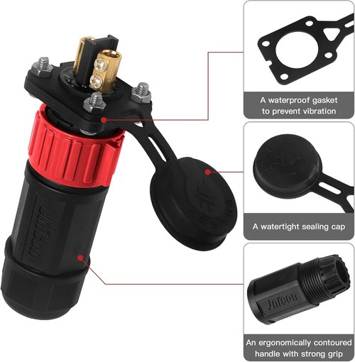 Marine Boat Trolling Motor Plug Receptacle Set - Waterproof 12V/24V/36V/48V DC Power Connector