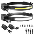 Maraiss Headlamp Rechargeable 2 Pack, Detachable 230° Wide Beam LED 2 in 1 Head Lamps with Motion Sensor, Hard Hat Head Lamp for Adults, 7 Modes Headlight for Mechanics, Hiking, Outdoor Work