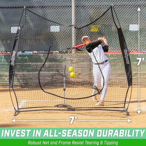GoSports 7 x 7 ft Softball & Baseball Training Net - Black, Strike Zone, Portable