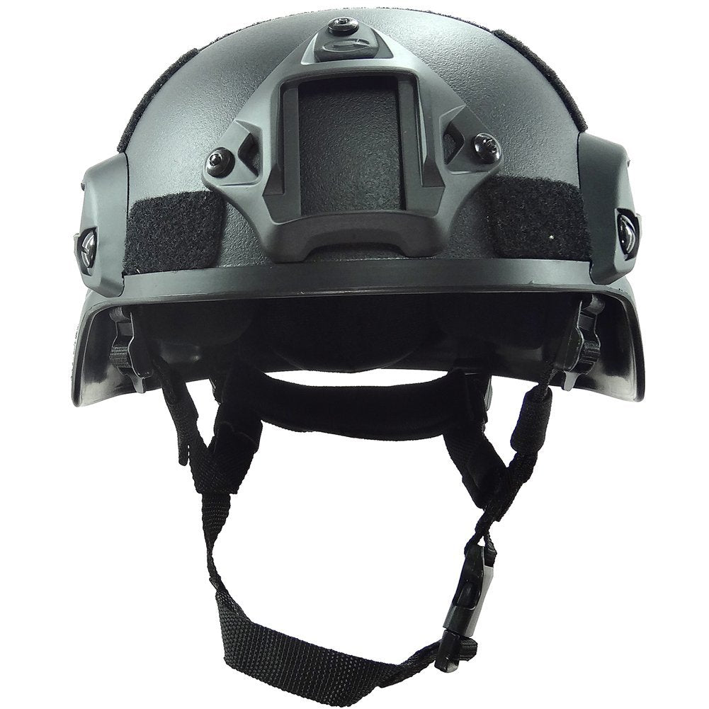 OneTigris Helmet MICH 2000, 3mm ABS Plastic Adjustable ACH Tactical Helmet with Ear Protection, Front NVG Mount and Side Rail (Black)
