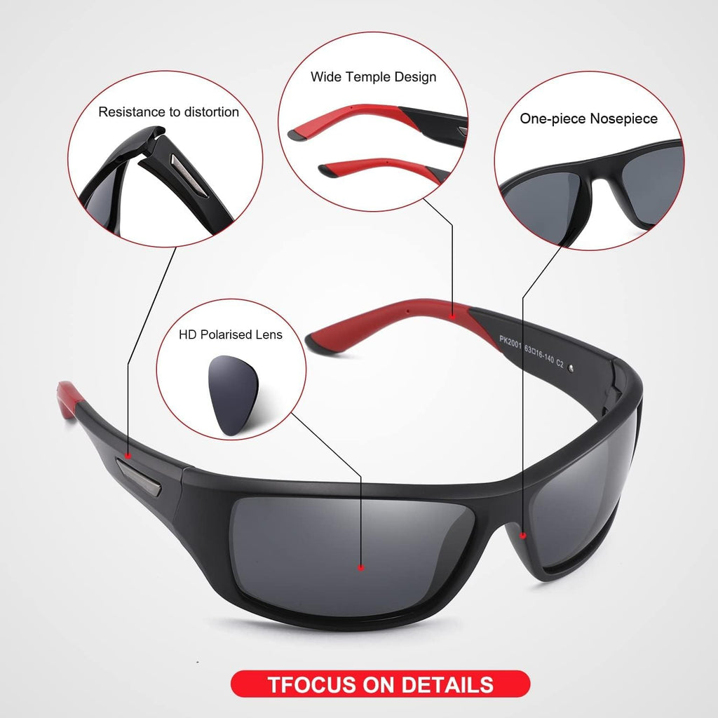 PUKCLAR Polarized Sports Sunglasses - Unbreakable Frame for Men & Women | Ideal for Driving, Cycling, Fishing & Golf
