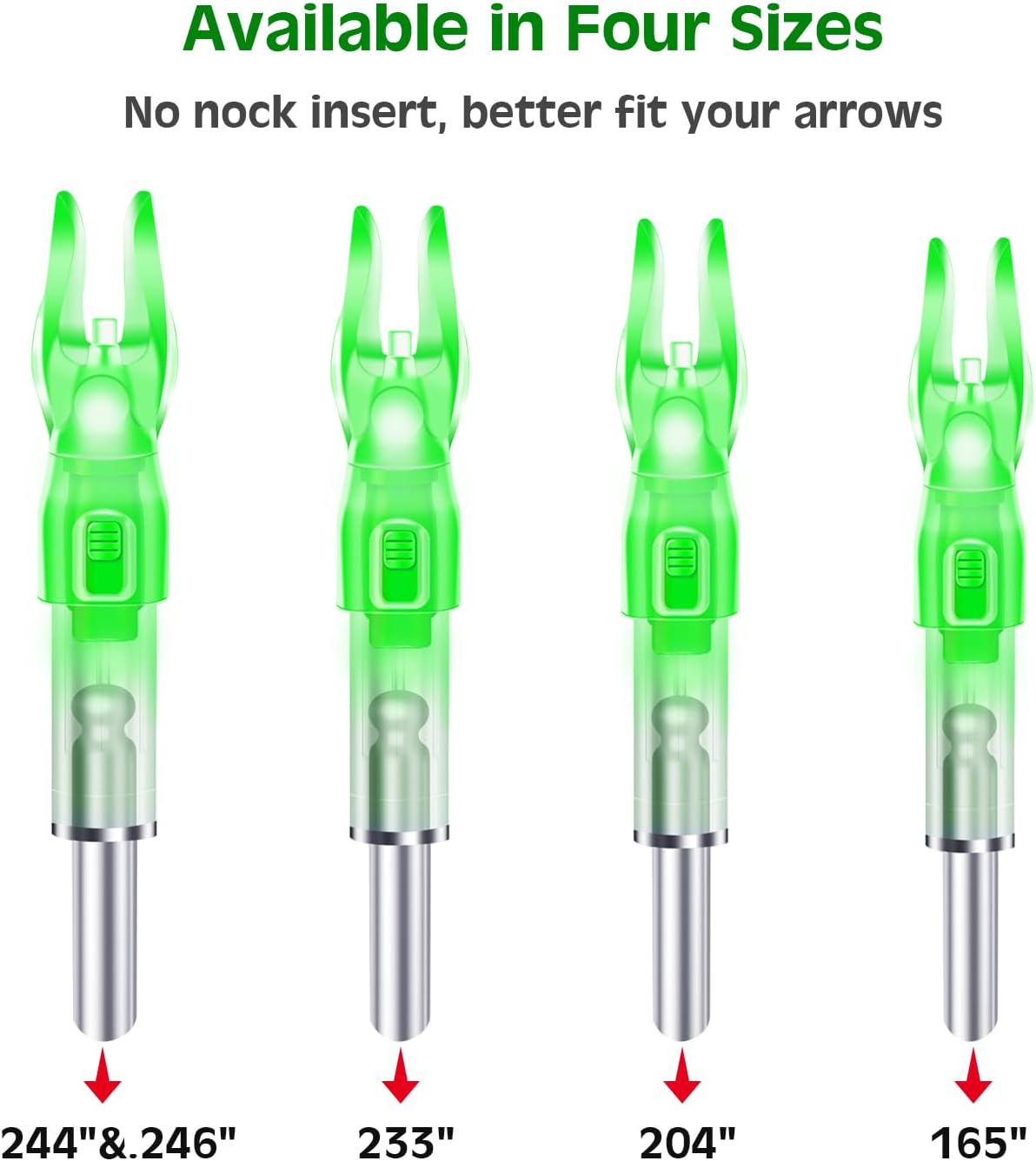 Skiennix Lighted Nocks for Arrows - Bowstring Activation | 6 Pack Compatible with .166/G, .204/X, .233/H, .244/S, .246/GT