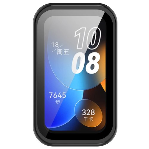 FitTurn Compatible with Huawei Band 10/10 NFC/9/9NFC/8/8NFC Screen Protector Cases Replacement PC Slim Case Cover 3D Full Coverage Tempered Glass Screen Protector for Huawei Band 10 Fitness Tracker Watch (Black*3)