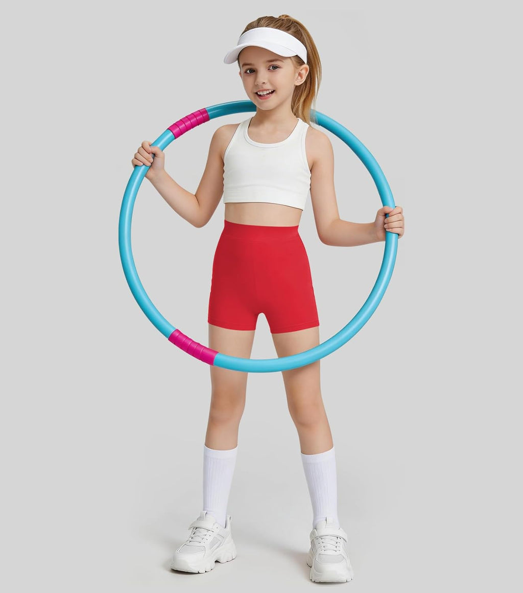 QBK Girls' Solid Dance Shorts - Soft Cotton Gymnastics Under Skirts for 2T-13 Years