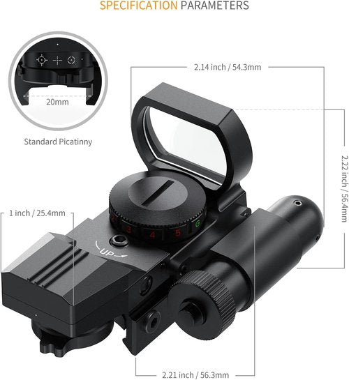 Feyachi Reflex Sight - 4 Reticle Red & Green Dot Optics with Laser Sight for Picatinny Rails