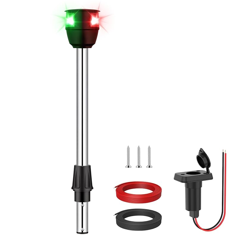 Boat Navigation Lights Red & Green LED Bow Light with 225° Visibility