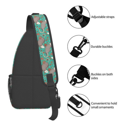 Biunnru Possums Sling Daypacks Crossbody Backpack Chest Bag Lightweight Shoulder Bag Travel Hiking Cycling For Men Women