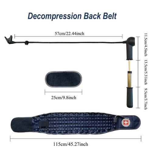 Samflykaka Decompression Back Belt for Pain Relief,Lower Back Traction Device for Women and Men One Size Fits 29-49 inches Waist (Blue)