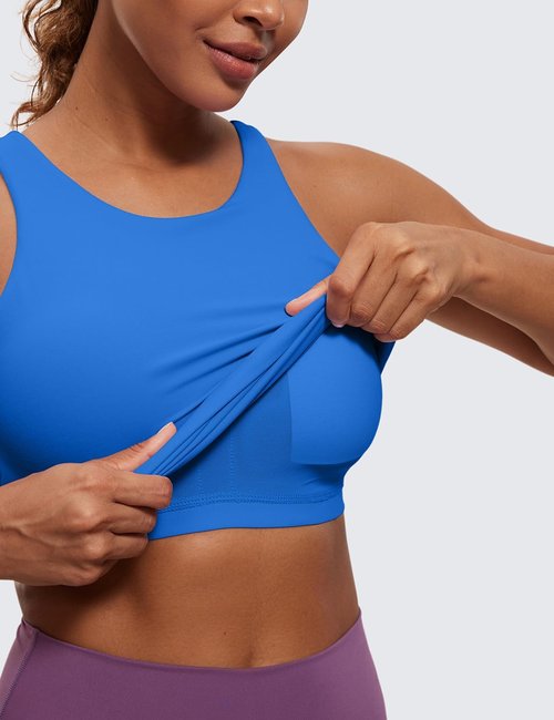 CRZ YOGA High Neck Tank Top for Women - Padded Racerback Yoga Camisole in Butterluxe Fabric