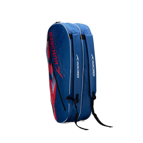 HUNDRED Strike Badminton and Tennis Racquet Kit Bag | Size: Large | Material: Polyester | 2 Compartments | Front Zipper Pocket | Padded Back Straps | Easy-Carry Handle | Slate Blue (6in1)
