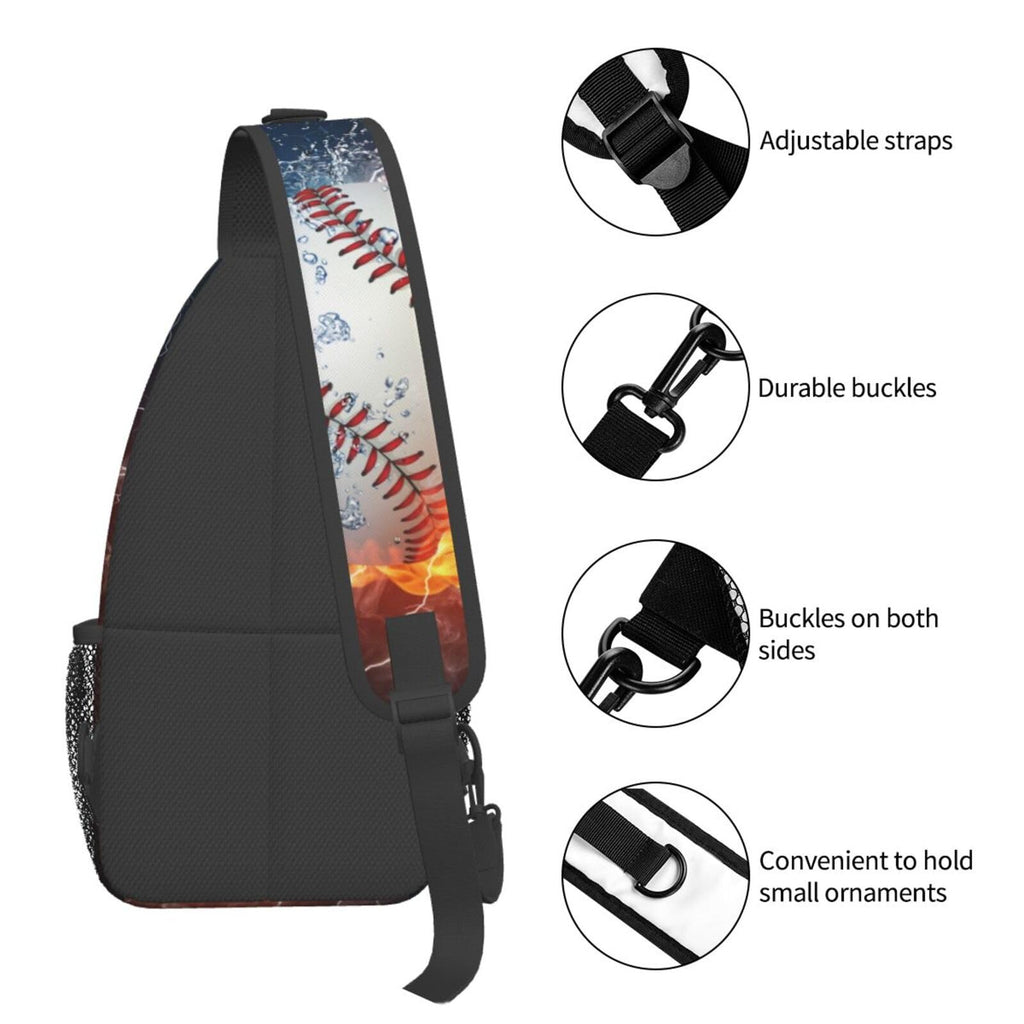 VOOHDDY Baseball Ball Cool Sling Bag For Men Women Travel Hiking Backpack Crossbody Shoulder Chest Bags Casual Daypack Sport