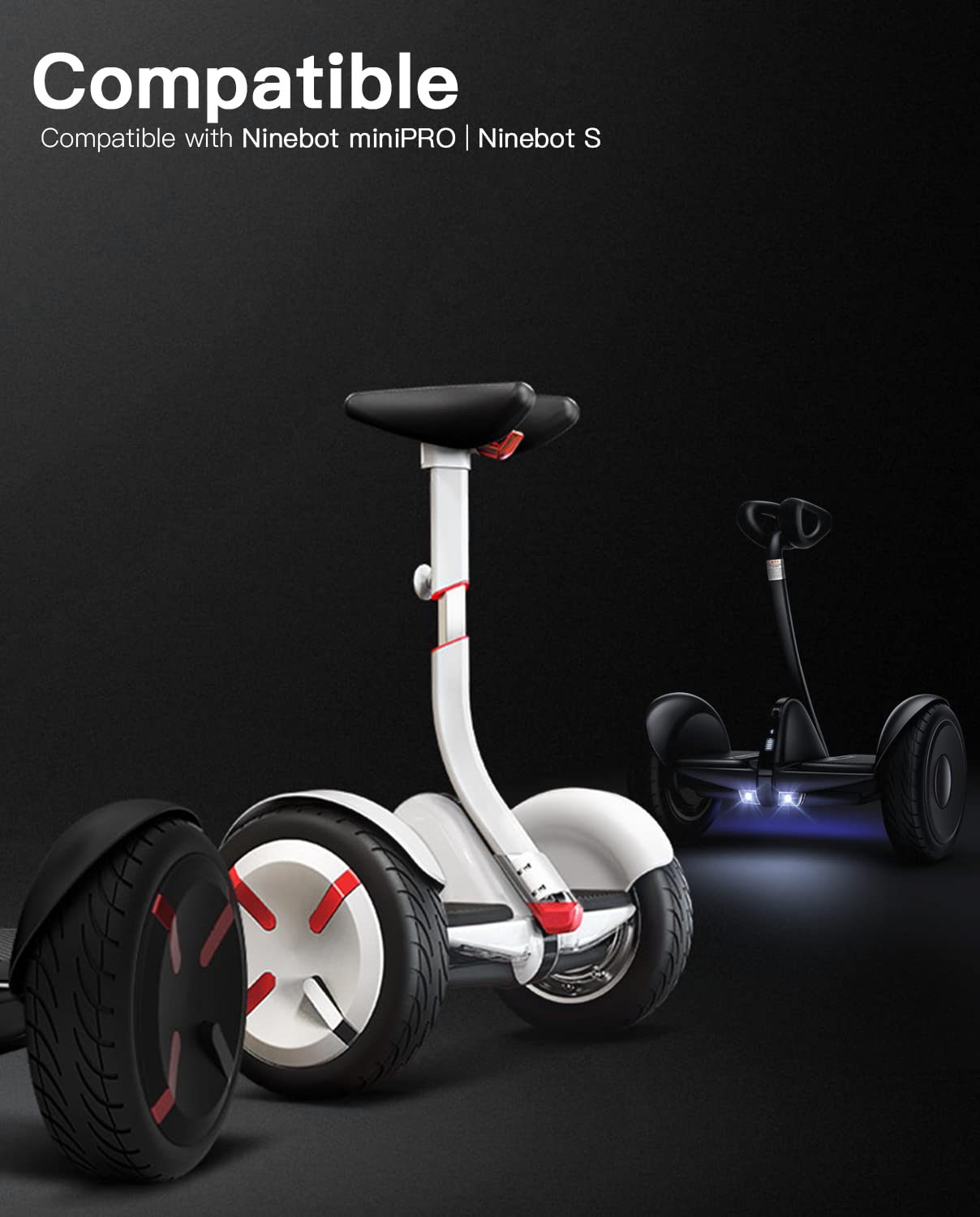 stio 2PCS 10.5 inches Tubeless Tire 70/65-6.5 Compatible with Ninebot by Segway S/Mini PRO Scooter Rubber Outer Non-Slip Tire Lightweight Scooter Tyre Original Accessories