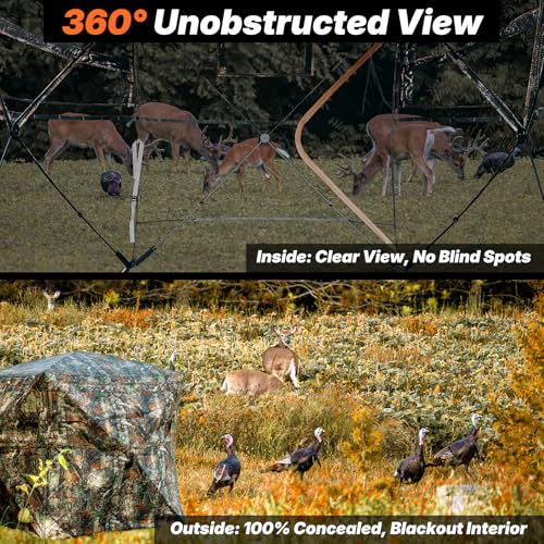 SUMSEEK 2-3 Person Double Door 360° See-Through Hunting Blind for Deer & Game