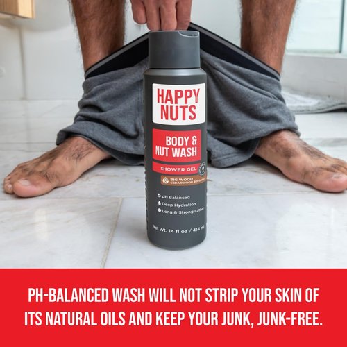 Happy Nuts Comfort Cream Powder & Body Wash Bundle - Anti-Chafing Sweat Defense for Men