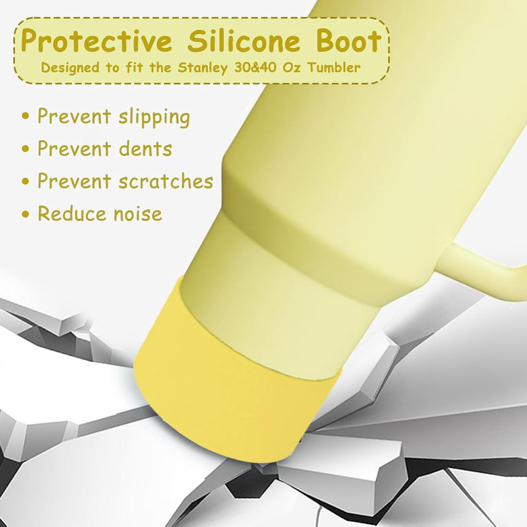 Stanley Cup Accessories Set - 2 Straw Covers, Spill-Proof Stopper & Handle Charm | Lemon Yellow