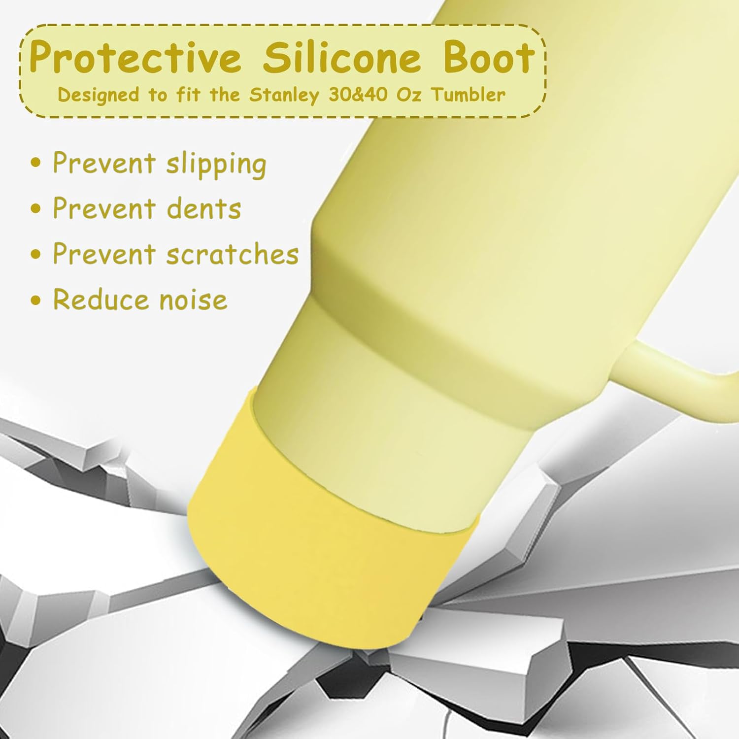 Stanley Cup Accessories Set - 2 Straw Covers, Spill-Proof Stopper & Handle Charm | Lemon Yellow