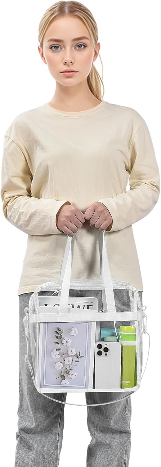 USPECLARE Clear Tote Bag - Transparent Stadium Bag for Events | 12x6x12 Size for Work & Sports