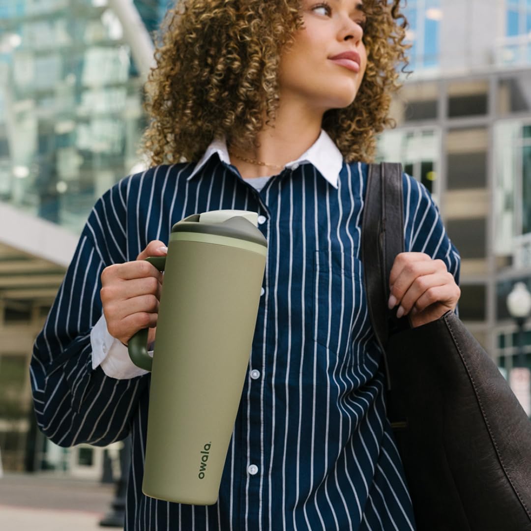 Owala FreeSip Tumbler - Insulated Stainless Steel Water Bottle with Built-in Straw & Handle | 40oz, BPA Free, Leak Proof, Strawberry Fields