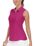 AIRIKE Golf Polo Shirts for Women Sleeveless Summer Sports Athletic Fashionable Workwear-Quick Dry Womens Tank Tops Medium A-Hot Pink