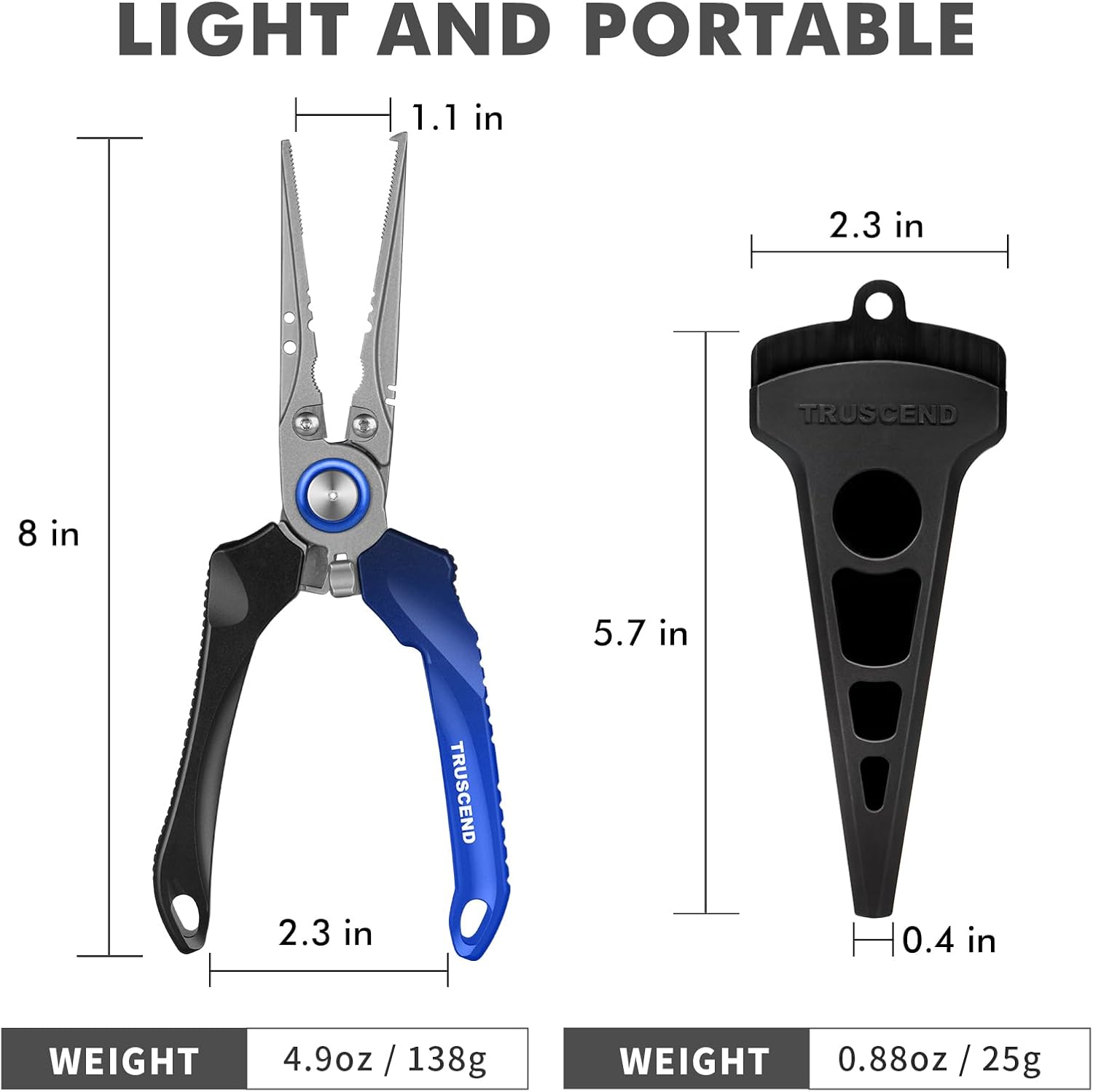 TRUSCEND Lockable Fishing Pliers - Ergonomic Handle, Tungsten Carbide Cutter, Saltwater Resistant