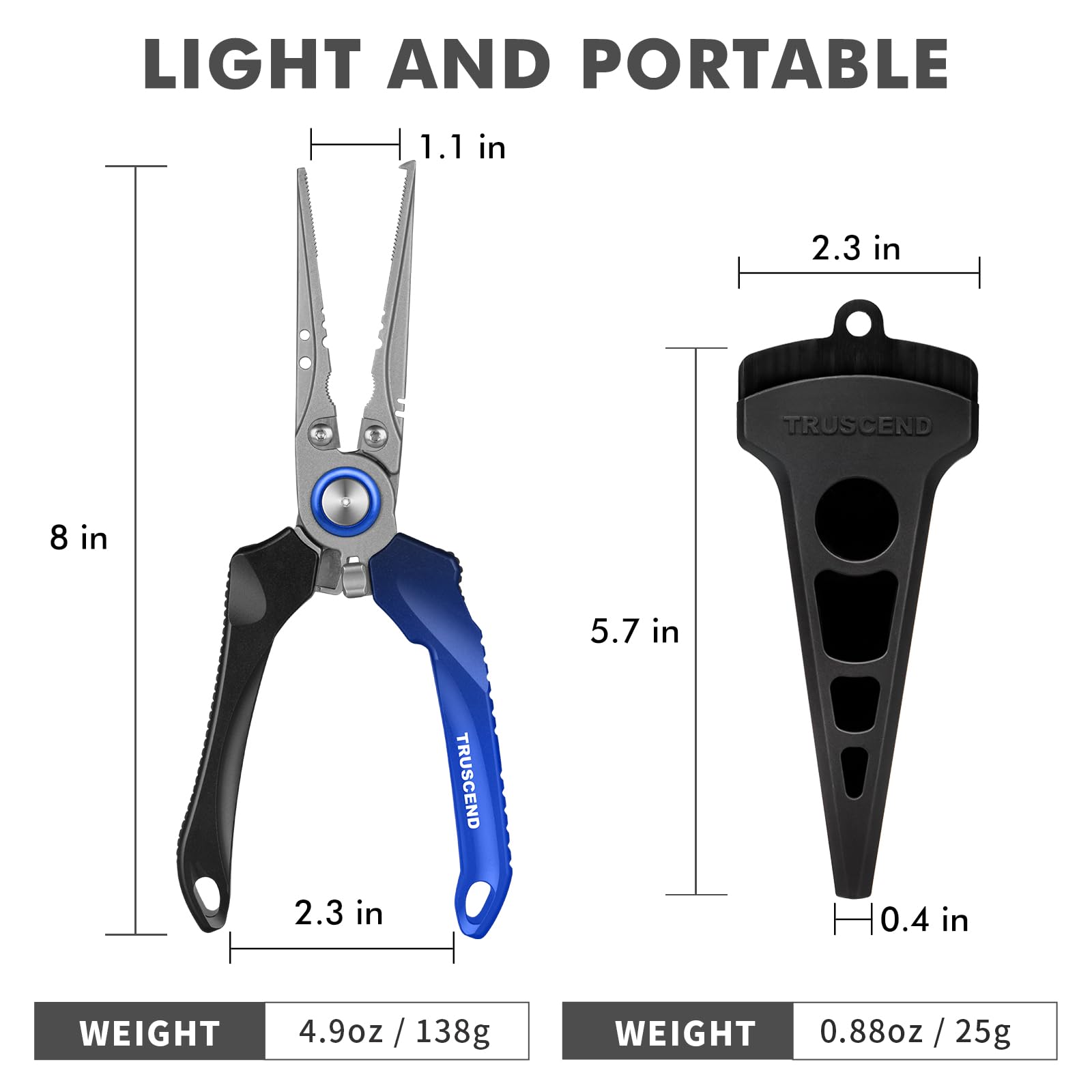 TRUSCEND Lockable Fishing Pliers with High Tungsten Carbide Cutter, Innovative Ergonomic Handy Handle, Saltwater Corrosion Resistant Teflon Coated Fishing Tool, Super Light Multi-Function Fishing Gear