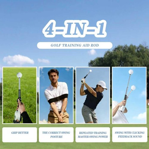 Quewpk Retractable Golf Swing Trainer – Golf Grip Trainer with Arm Band for Right-Handed Golfers, Grip Correction & Swing Click Feedback Training Aid, Indoor & Outdoor Practice, Golf Gifts for Men
