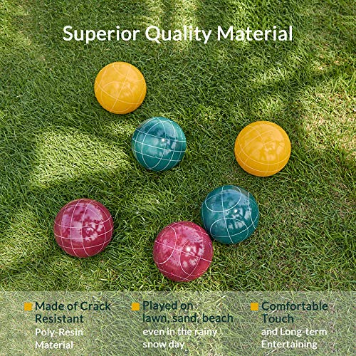 ApudArmis 100mm Regulation Size Bocce Ball Set Outdoor Lawn Game for Beach Yard