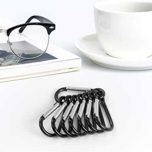 UPINS 100 Pcs Black Aluminum Keychain Carabiner Spring Clip D Shape Hook Durable Sport Accessories